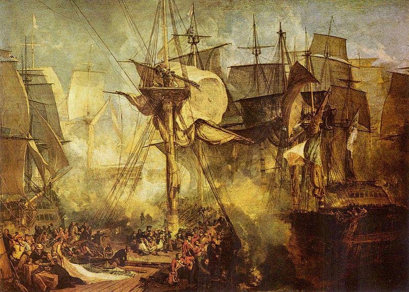 Joseph Mallord William Turner Die Schlacht bei Trafalgar, von den Steuerbordbesanwanten der Victory aus gesehen Spain oil painting art